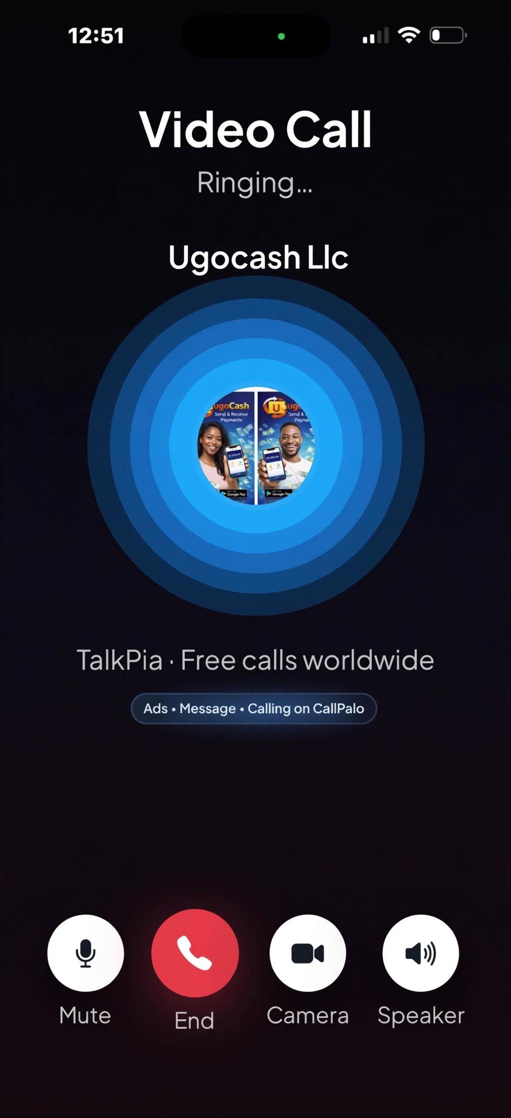 The CallPalo Ring incoming call screen
